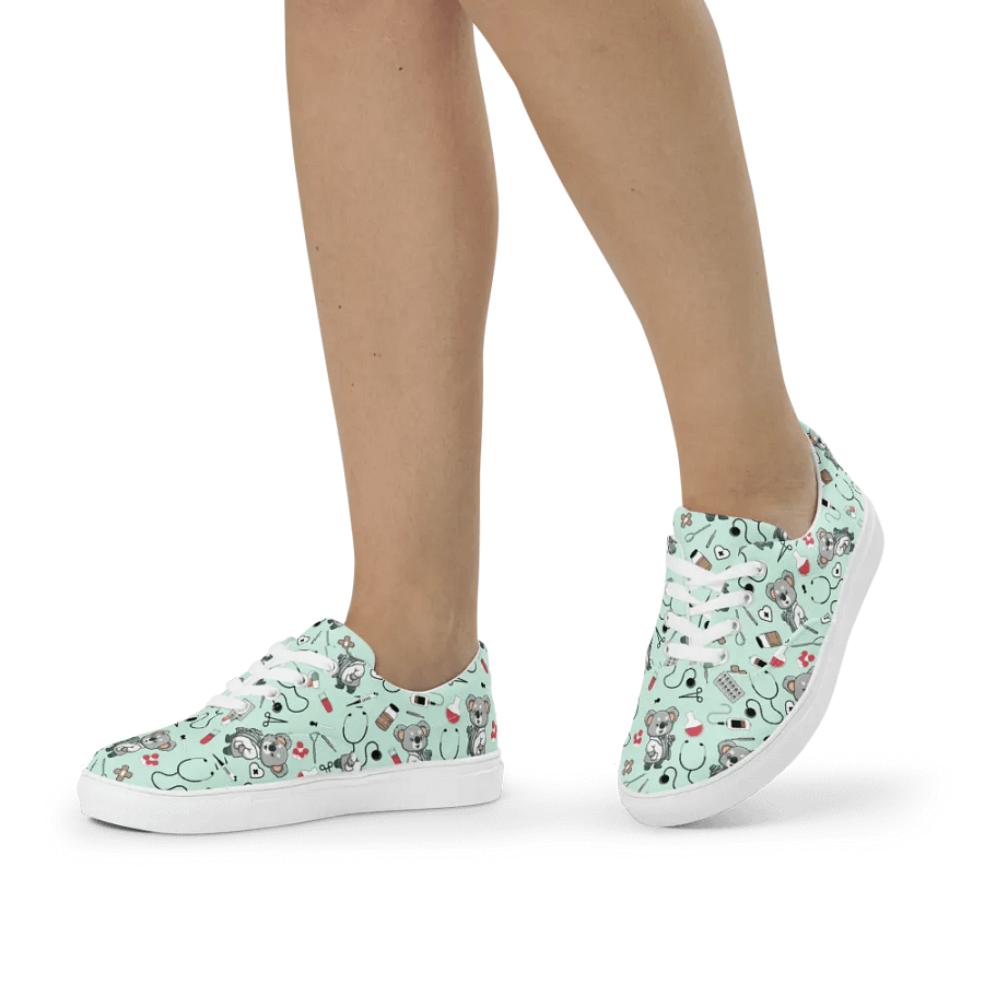 Cute Medical Koala Lace-up Canvas Shoes (Green) product image (4)