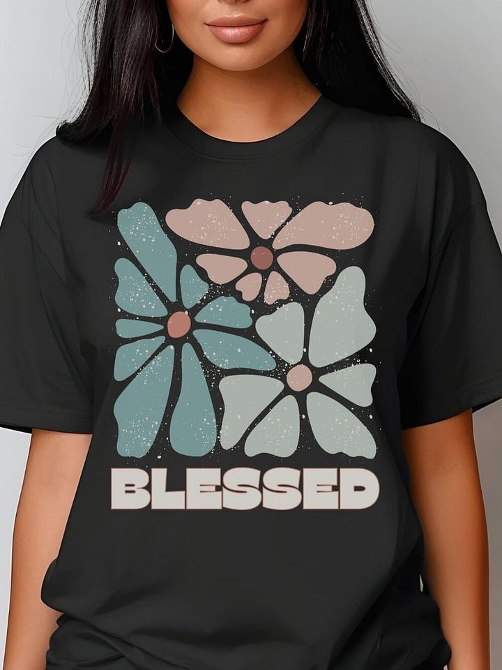Blessed Abstract Boho Floral Graphic Tee, Cute Comfort Colors T-Shirt Gift For Women product image (1)