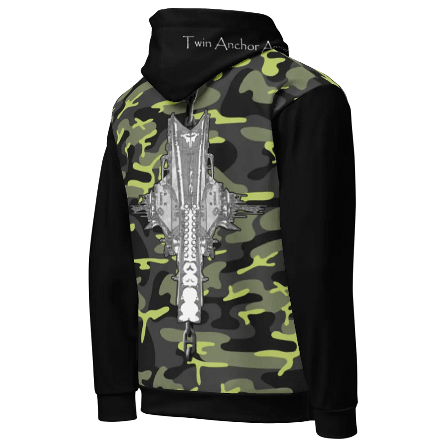 black & Green Camouflage Foss double tug Sketch Hoodie product image (6)