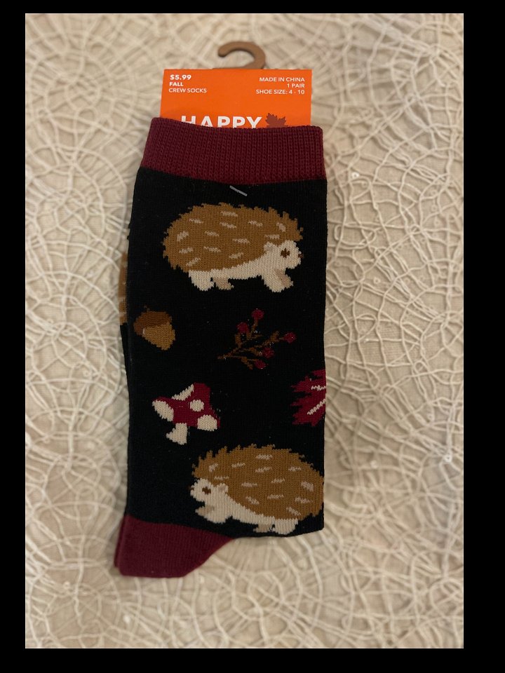 Hedgehog & Mushroom Crew Socks product image (1)