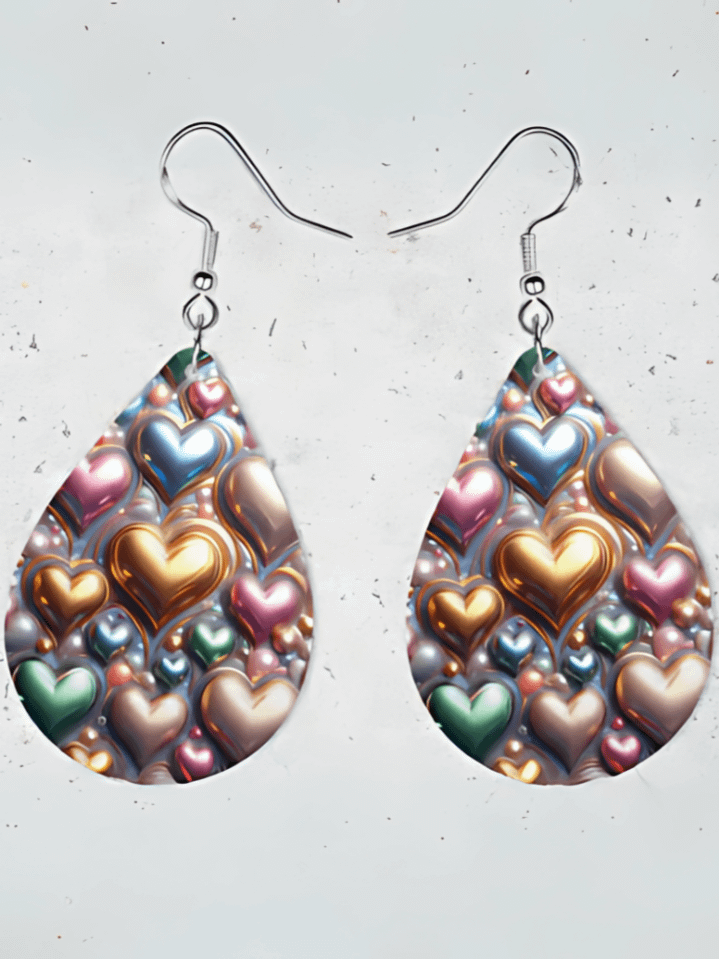 3D Glass Heart Earring Designs for Sublimation – Valentine’s Day Theme – PNG Format, 300 DPI Instant Download product image (1)