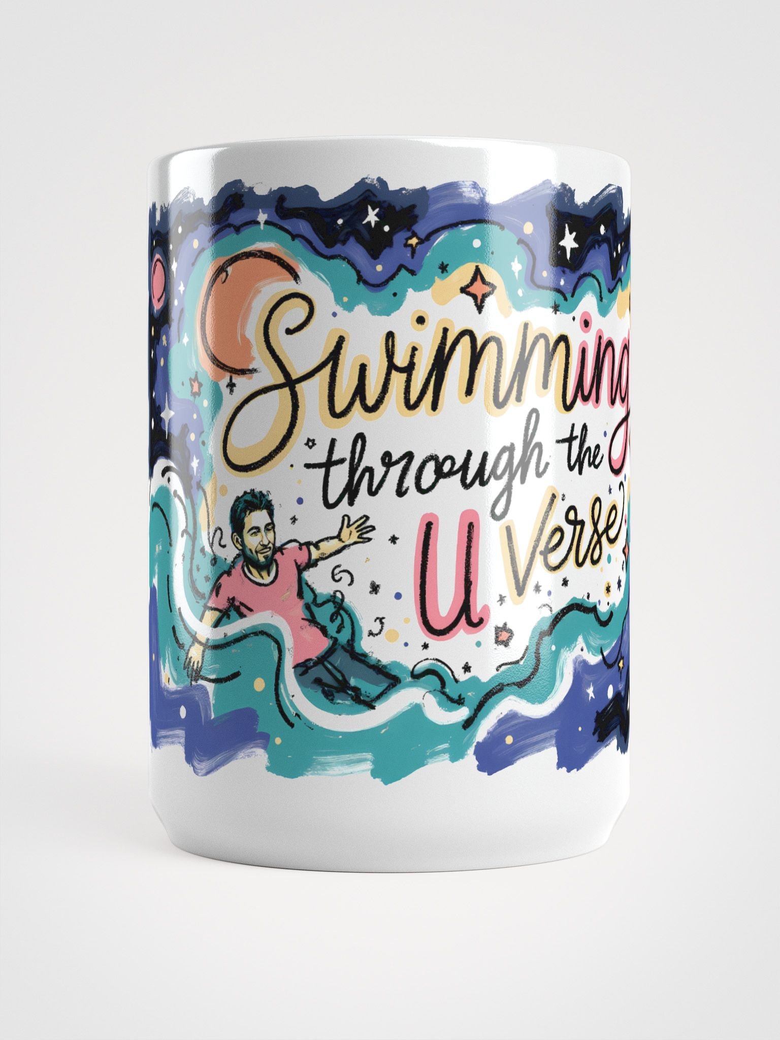 Cosmic Adventure: Swimming Through the U Verse Glossy Mug product image (5)