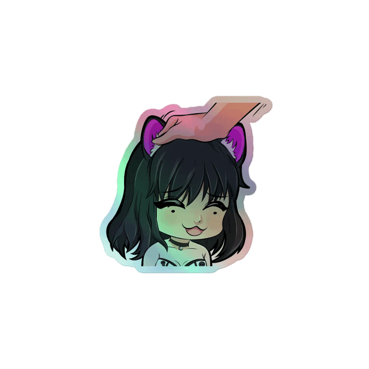 Gothic Panda Headpat holographic sticker product image (1)