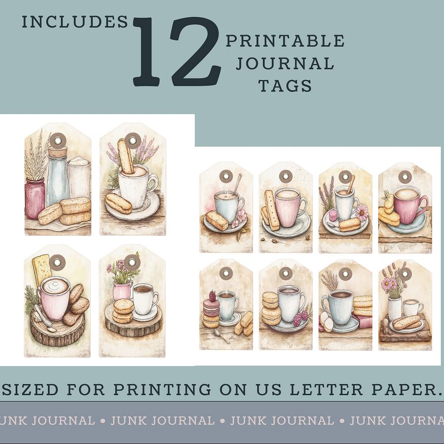 Coffee & Biscuits - Printable Tags V5 product image (2)