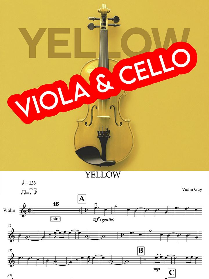 YELLOW - Viola & BASS Clef Sheet Music product image (1)
