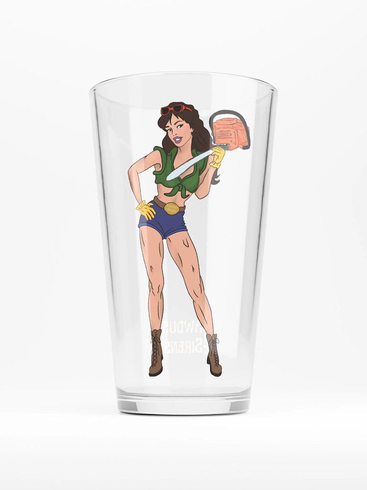Brunette Chainsaw Betty Pinup Pint Glass product image (1)