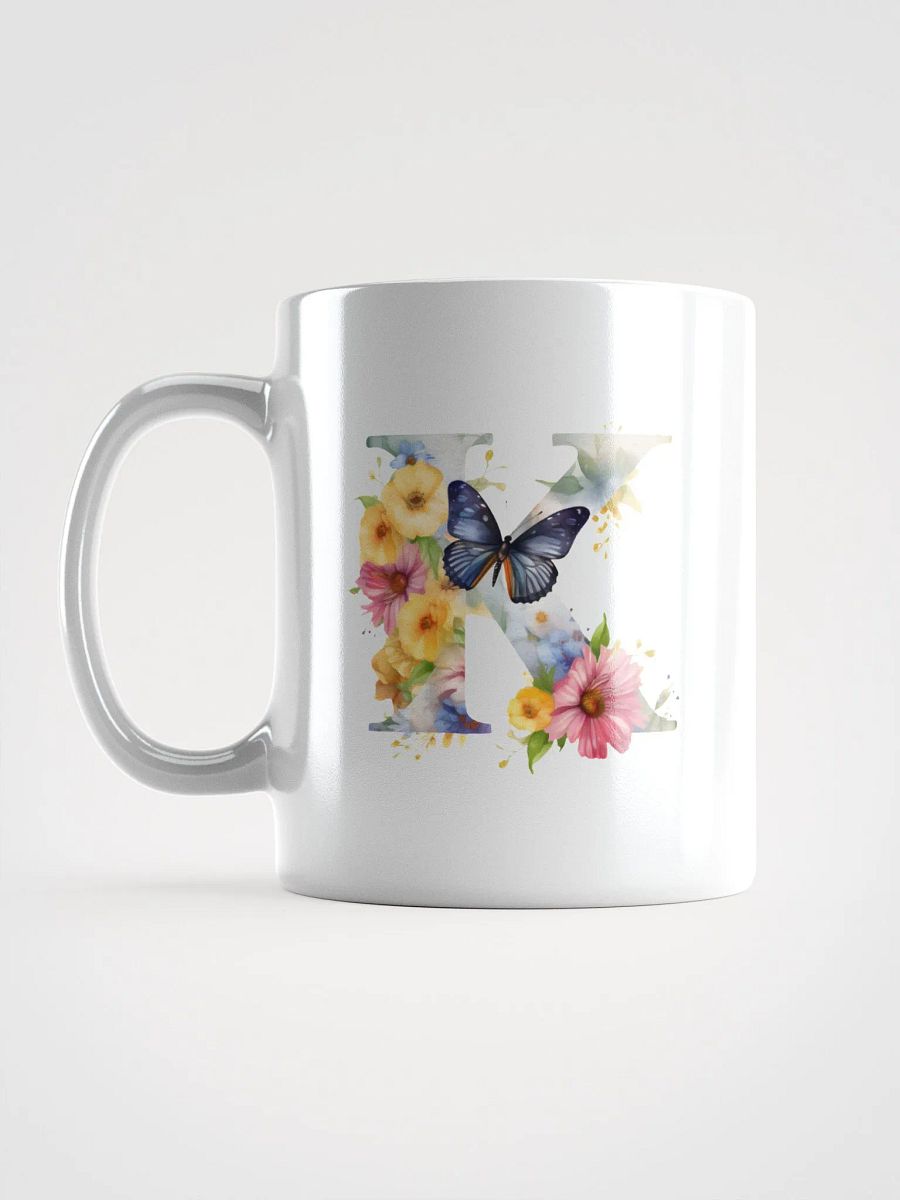 Letter K Monogram Floral Fantasy White Glossy Mug product image (17)