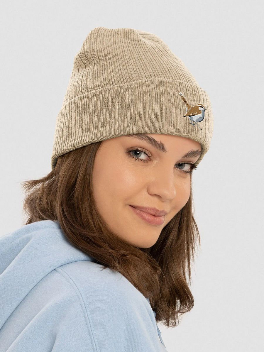 Carolina Wren Earthly Feathers Embroidered Ribbed Beanie product image (6)