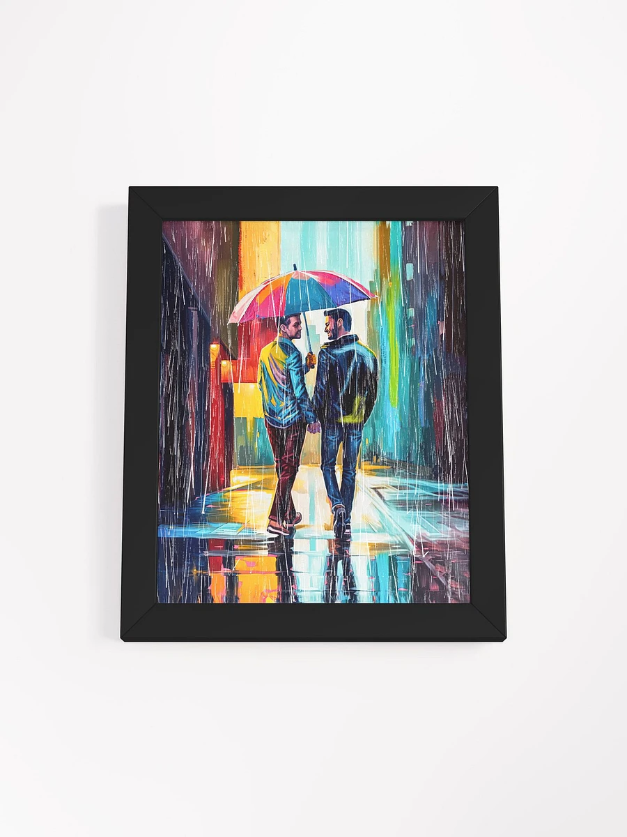 Gay Couple In The Rain – Colorful Two Hearts Framed Poster product image (7)