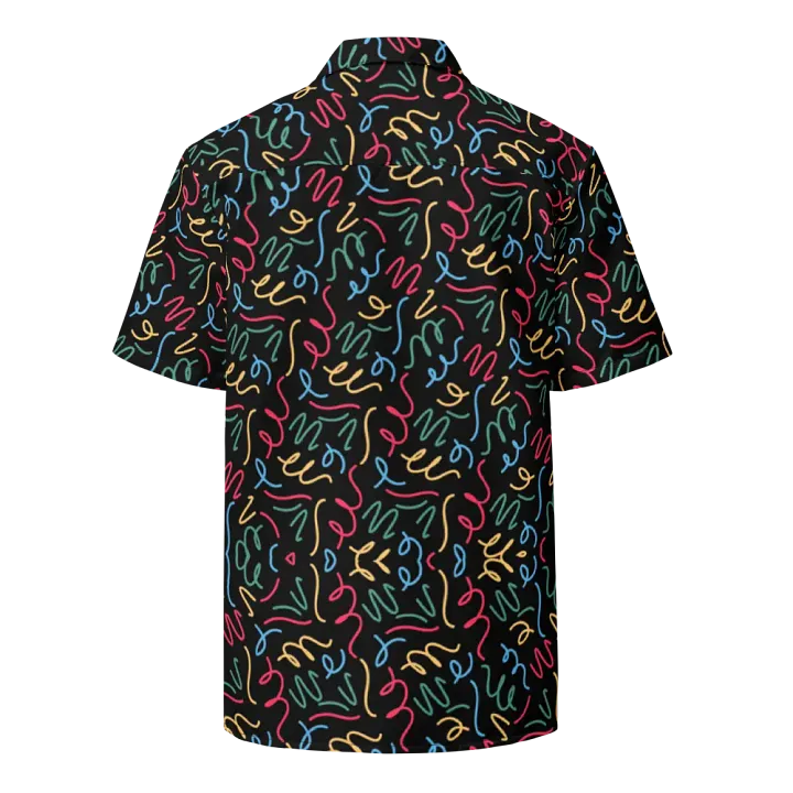 Colorful Squiggle Pattern Eco-Friendly Summer Button-Down Shirt product image (2)