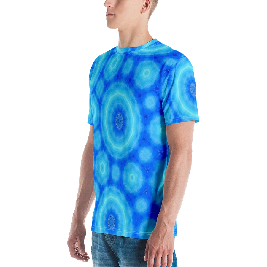 Abstract Circular Pattern in Blues Men's Crew Neck T Shirt product image (4)