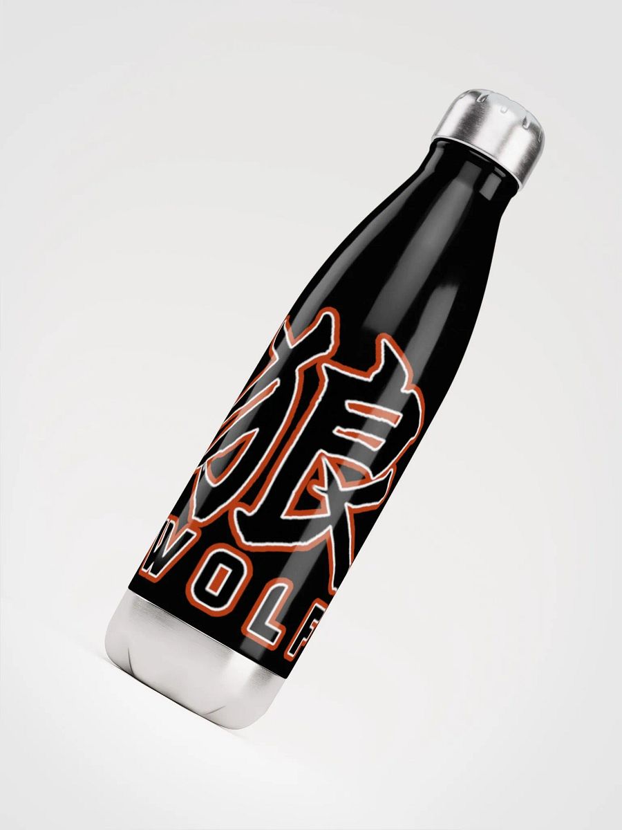 Black Stainless Steel Water Bottle (Wolf Japanese Kanji) product image (4)