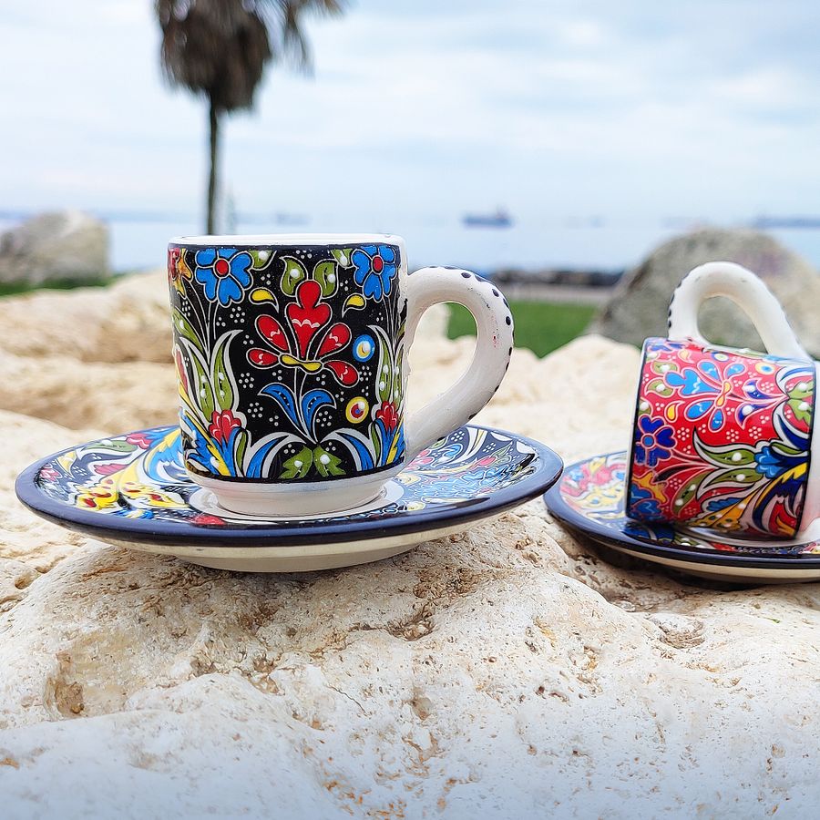Ceramic coffee set (Iznik) — handmade pottery, Turkish ceramic product image (1)