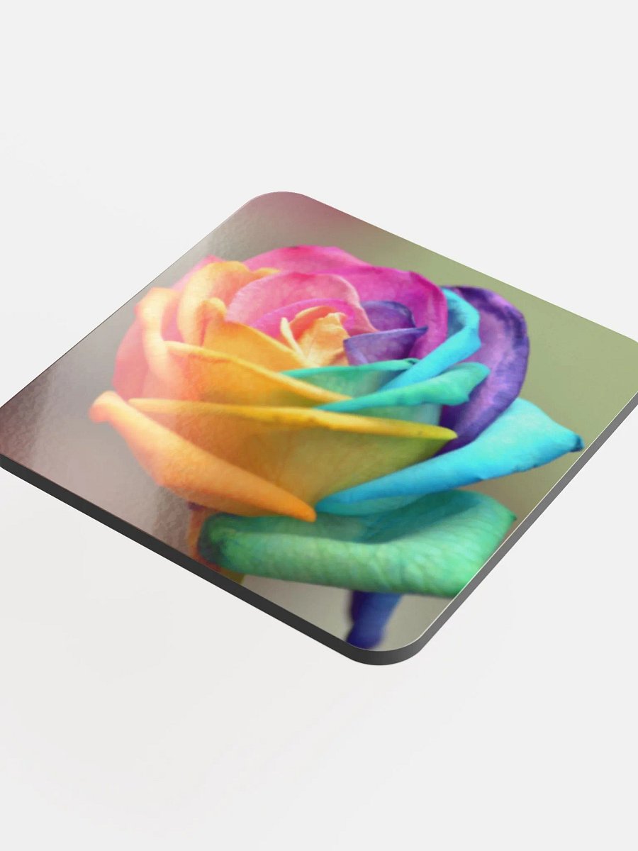 Rainbow Rose Glossed Cork Coaster product image (4)