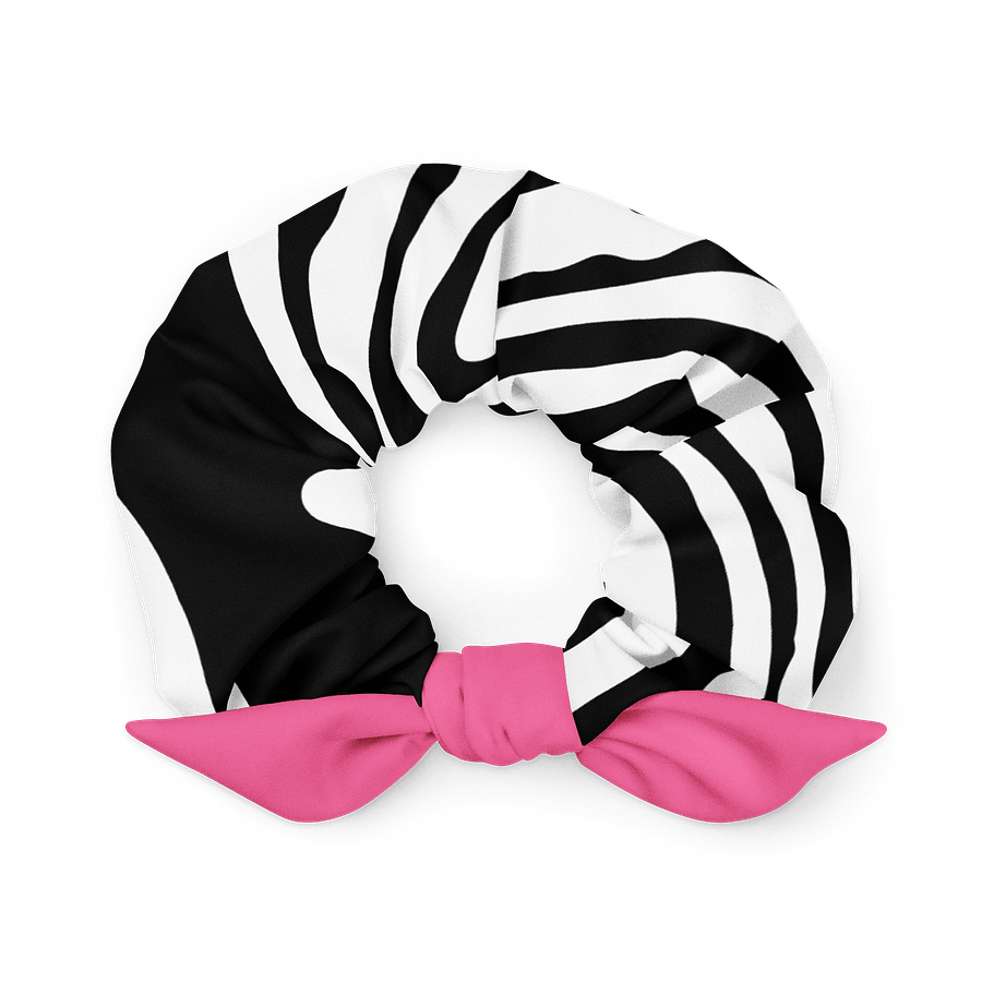 Dark Floral Scrunchie with Red-Orange Bow | Sustainable Hair Accessory product image (1)