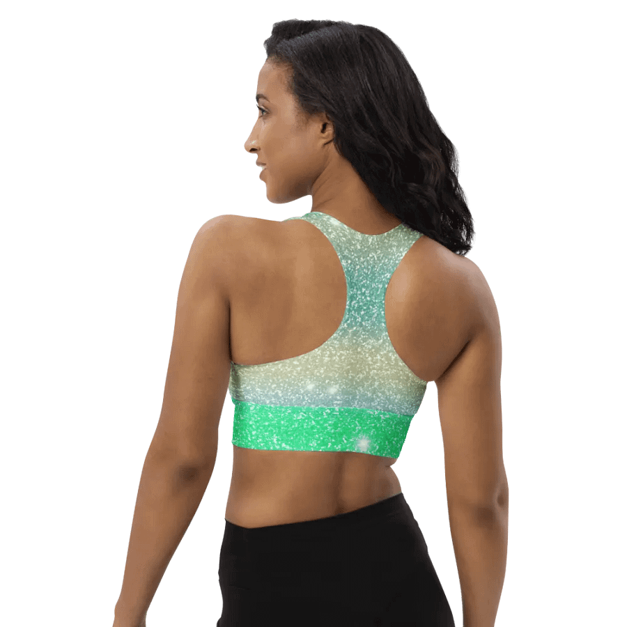 Glitter Unicorn Texture Design Longline Sports Bra - 1 product image (6)