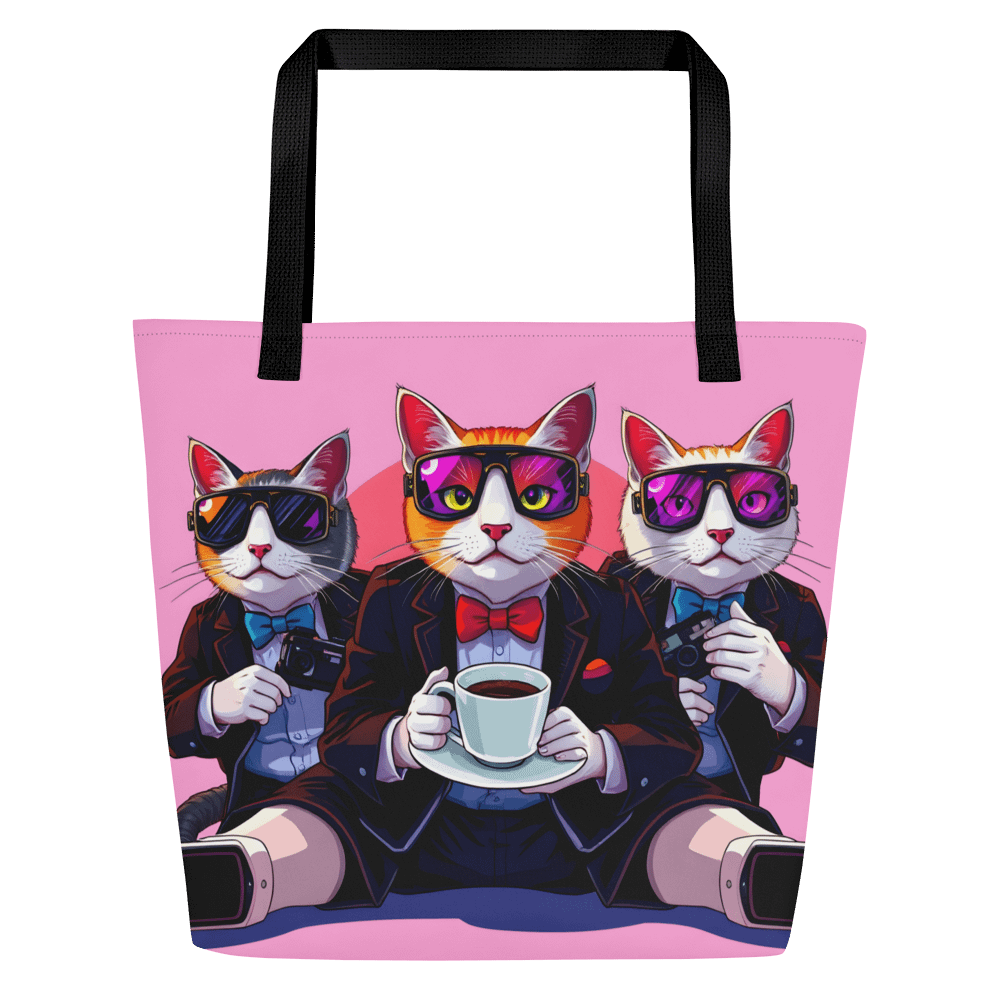 Large Tote Bag w/ Pocket-Cool Beans & Cooler Cats product image (1)