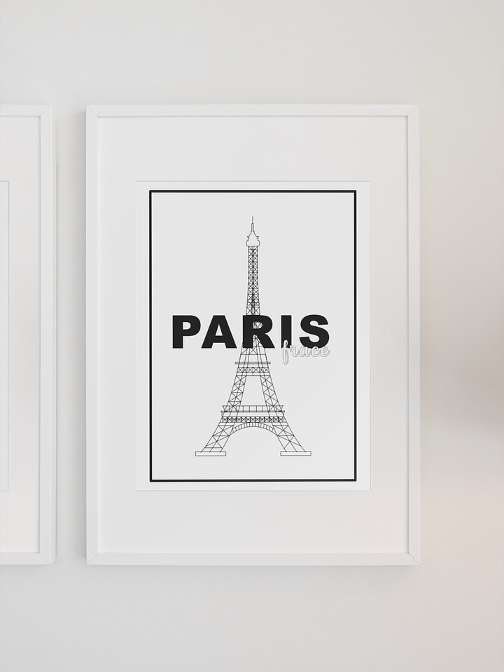 Eiffel Tower Line Art Print, Paris France Minimalist Poster, Elegant Black and White Landmark Illustration, Chic Parisian Wall Decor product image (1)