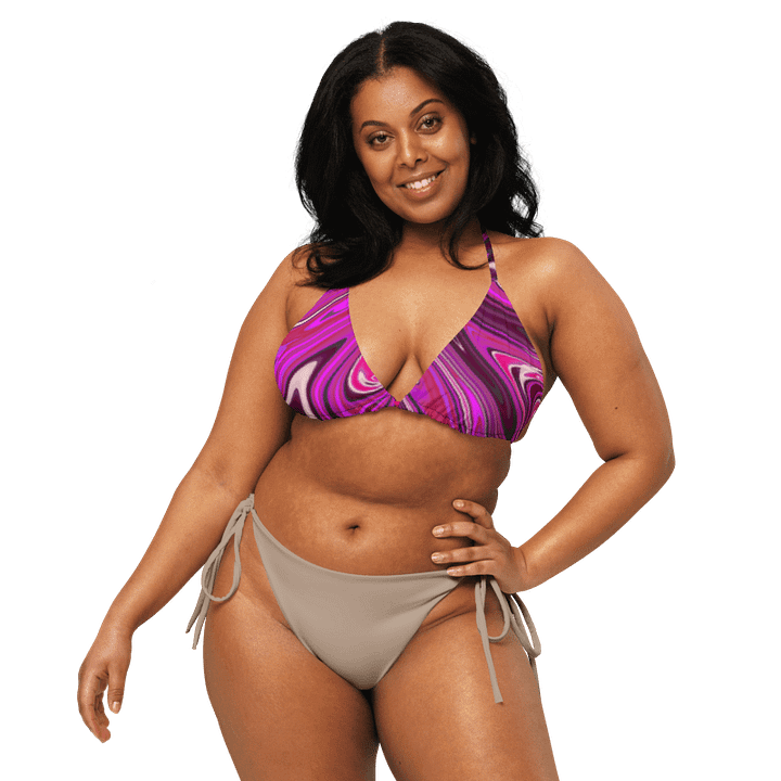 Padded String Bikini Top - Pink and Purple Digital Fluid Art product image (1)