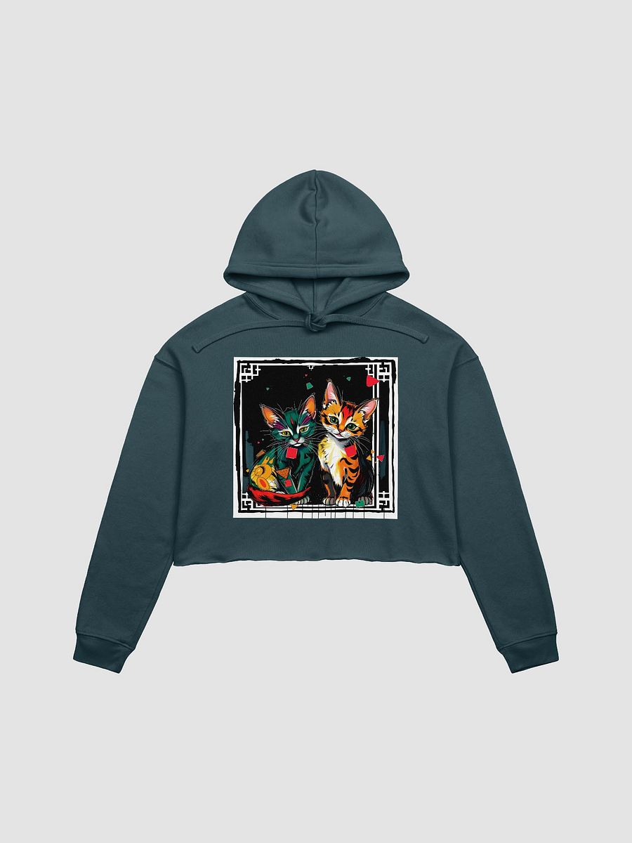 Vibrant Geometric Cats Crop Hoodie product image (1)