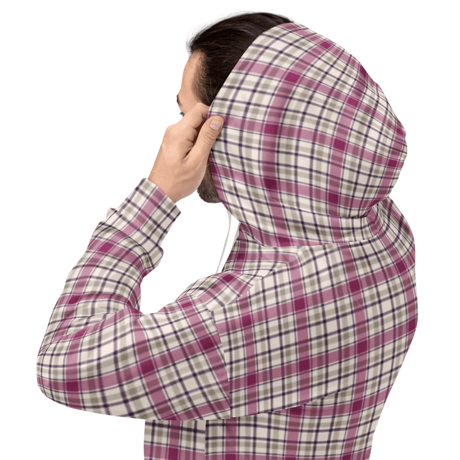 Magenta and Gray Plaid Hoodie product image (8)
