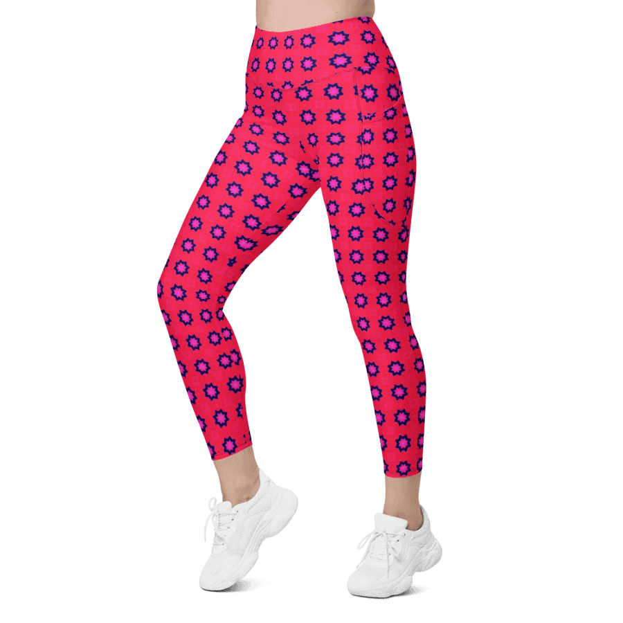 Abstract Red Ladies Leggings (with pockets) product image (10)