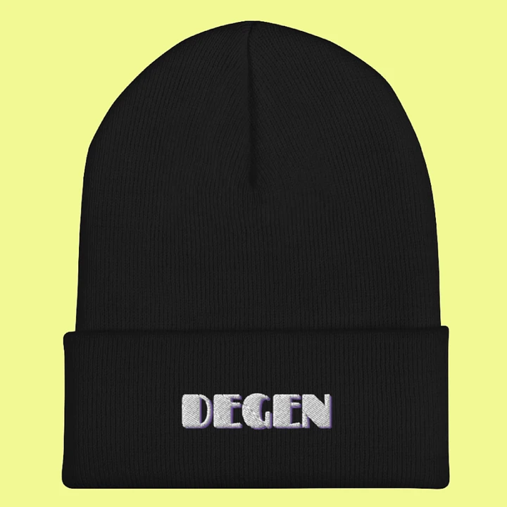 'DEGEN' Cuffed Embroidered Beanie (Purple Outline) product image (1)