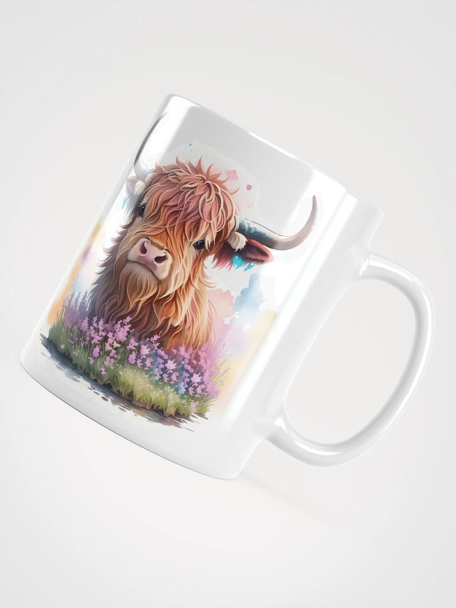 Whimsical Highland Cow White Glossy Mug product image (7)