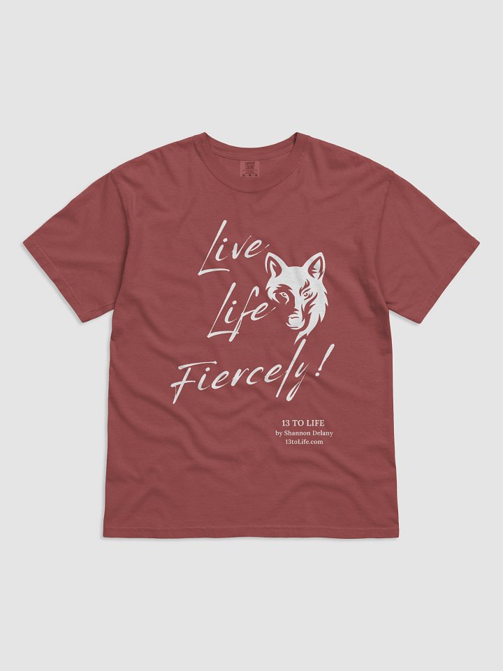 Live Life Fiercely – 13 TO LIFE Wolf T-shirt – White Print on Color product image (8)
