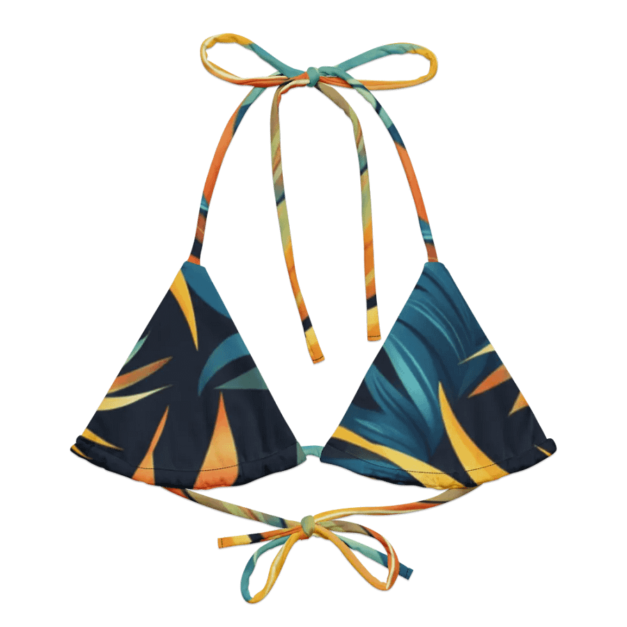 Tropical Flow Swim All-Over Print Recycled Padded String Bikini Top. product image (8)