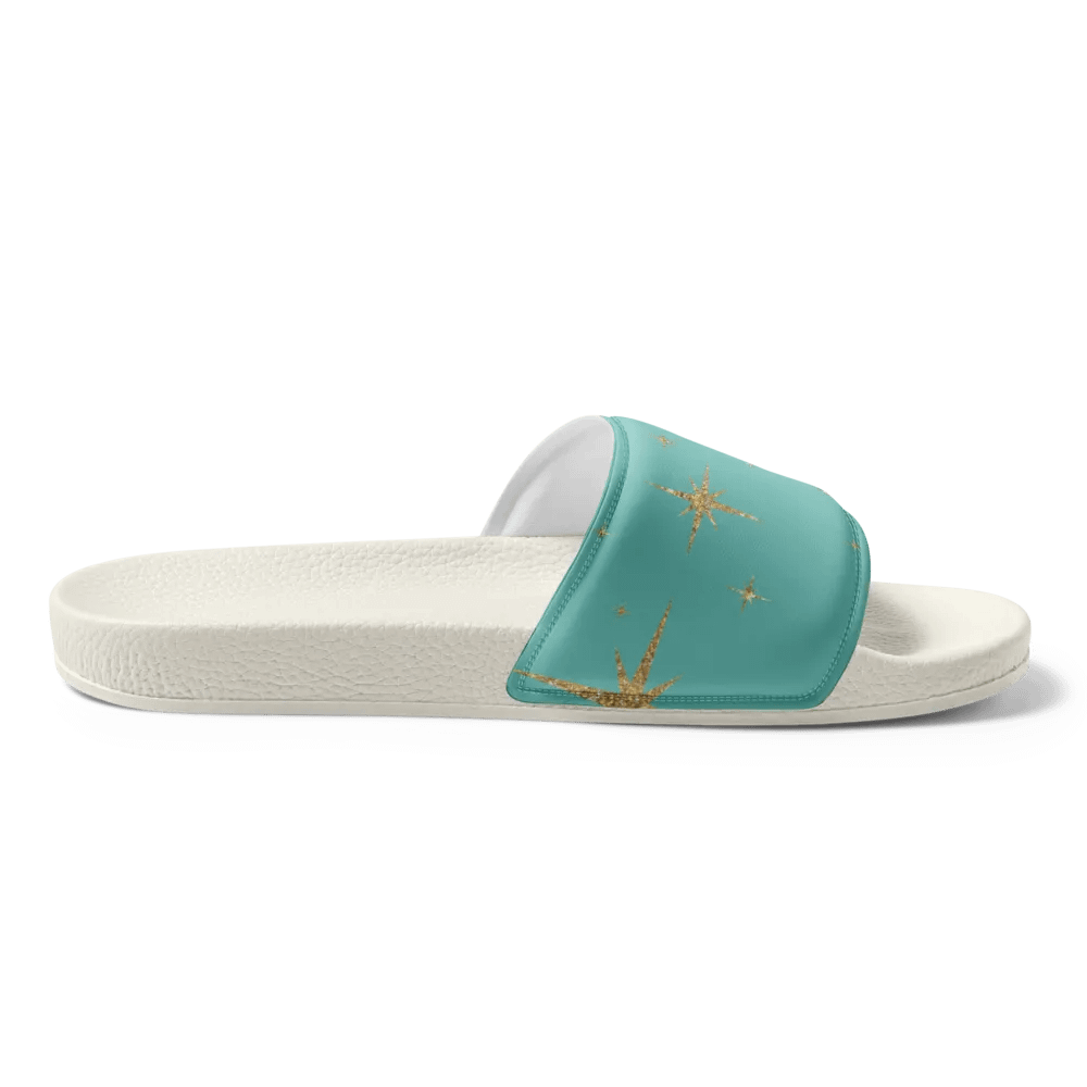 REAL Women's Slides - Teal with Gold Stars product image (4)