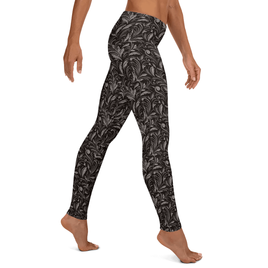 Ladies comfortable leggings in soft grey/browns  morocan design on  black for those that  like the unusual product image (5)