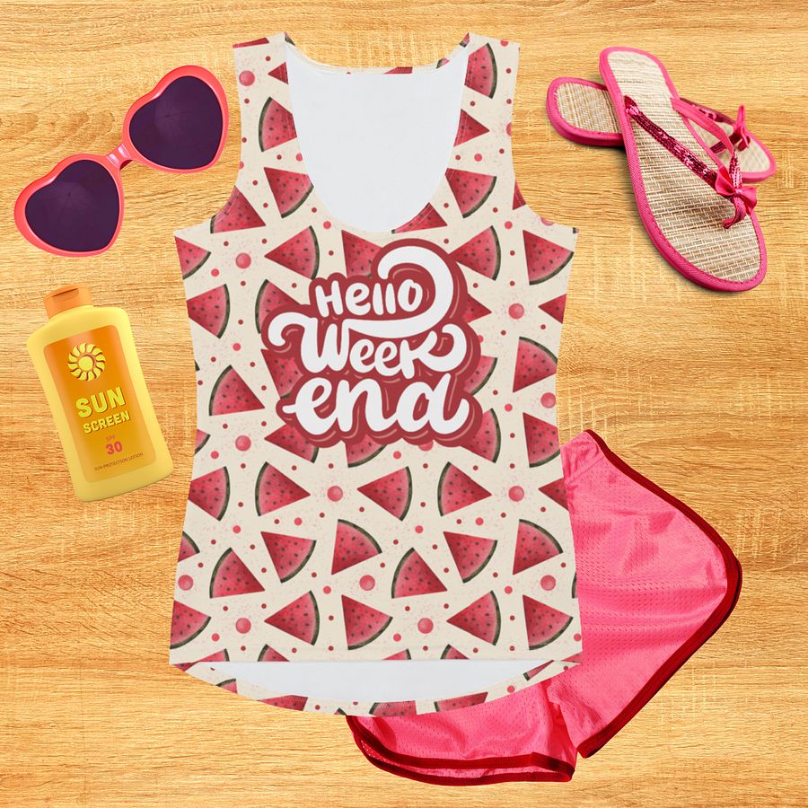 Hello Weekend Watermelon All Over Print Tank Top product image (4)