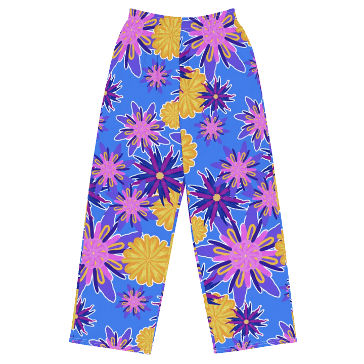 Fanciful Flowers On Powder Blue Wideleg Pants product image (2)