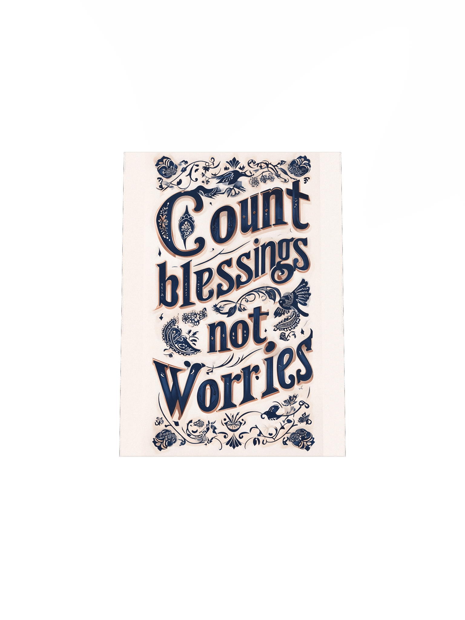 Count Blessings, Not Worries – Decorative Typography Beige Background Poster product image (32)