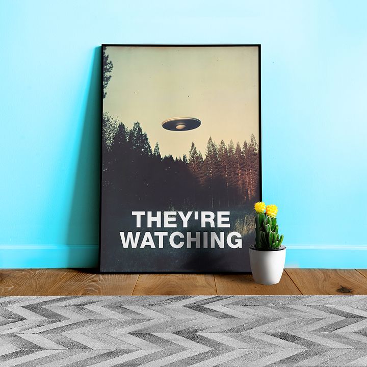 They're Watching/The X-Files poster, S09E06 2002 — sci-fi poster, movie art, I want to believe poster, space print, aliens wall decor product image (1)