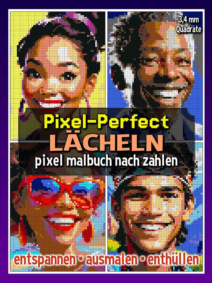 Pixel-Perfect Lächeln Pixel Malbuch nach Zahlen - Druckbares PDF product image (1)