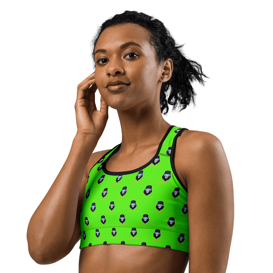 Synthsquatch Fitness Bigfoot Monogram Logo All-Over Print Sports Bra (Neon Green) product image (2)