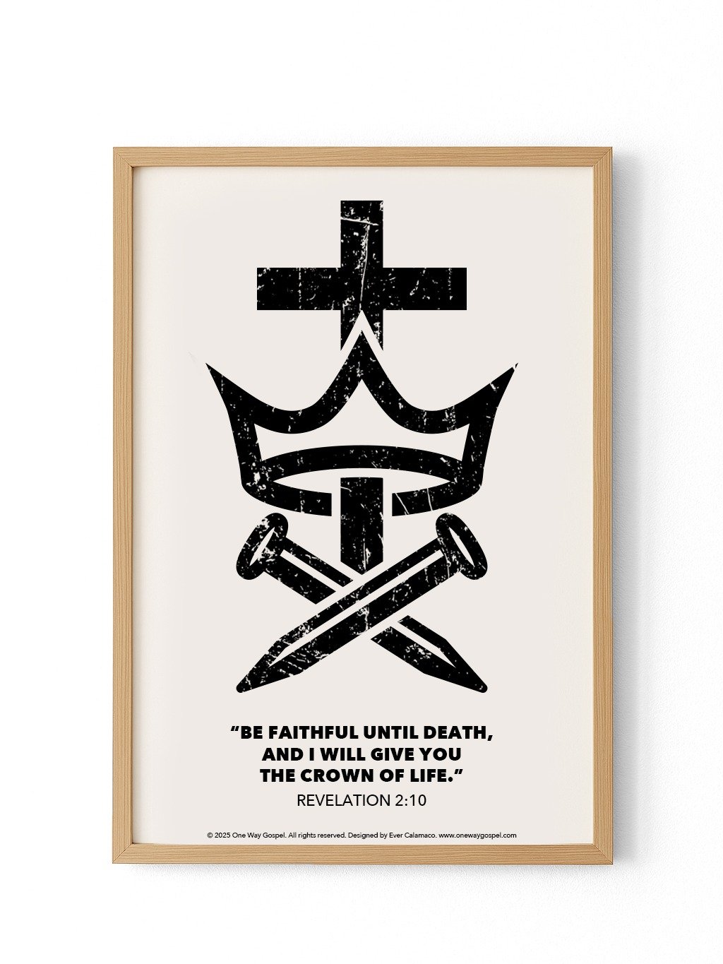 Cross, Crown, and Nails Christian Poster – Revelation 2:10 “Be Faithful Until Death” product image (1)