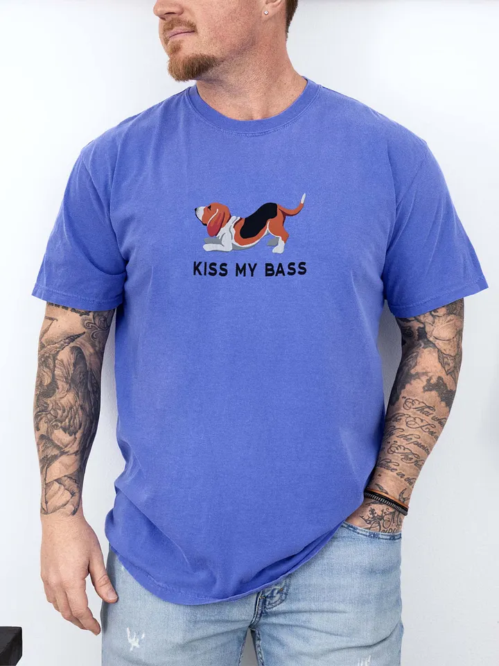 Kiss My Bass T-Shirt(Embroidered) of a Basset Hound(2) product image (2)