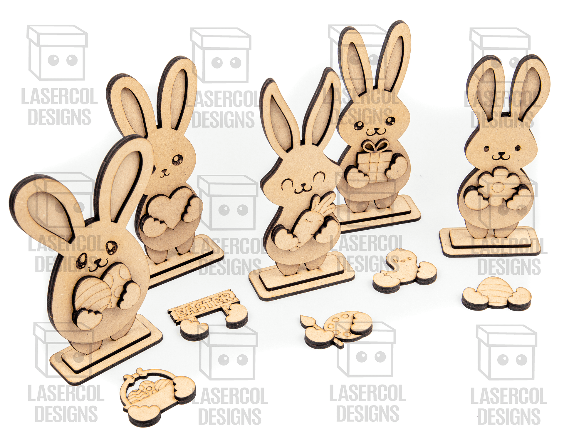 Easter Bunny Set (2 Sizes, 5 Styles)- Laser Cut Files product image (4)