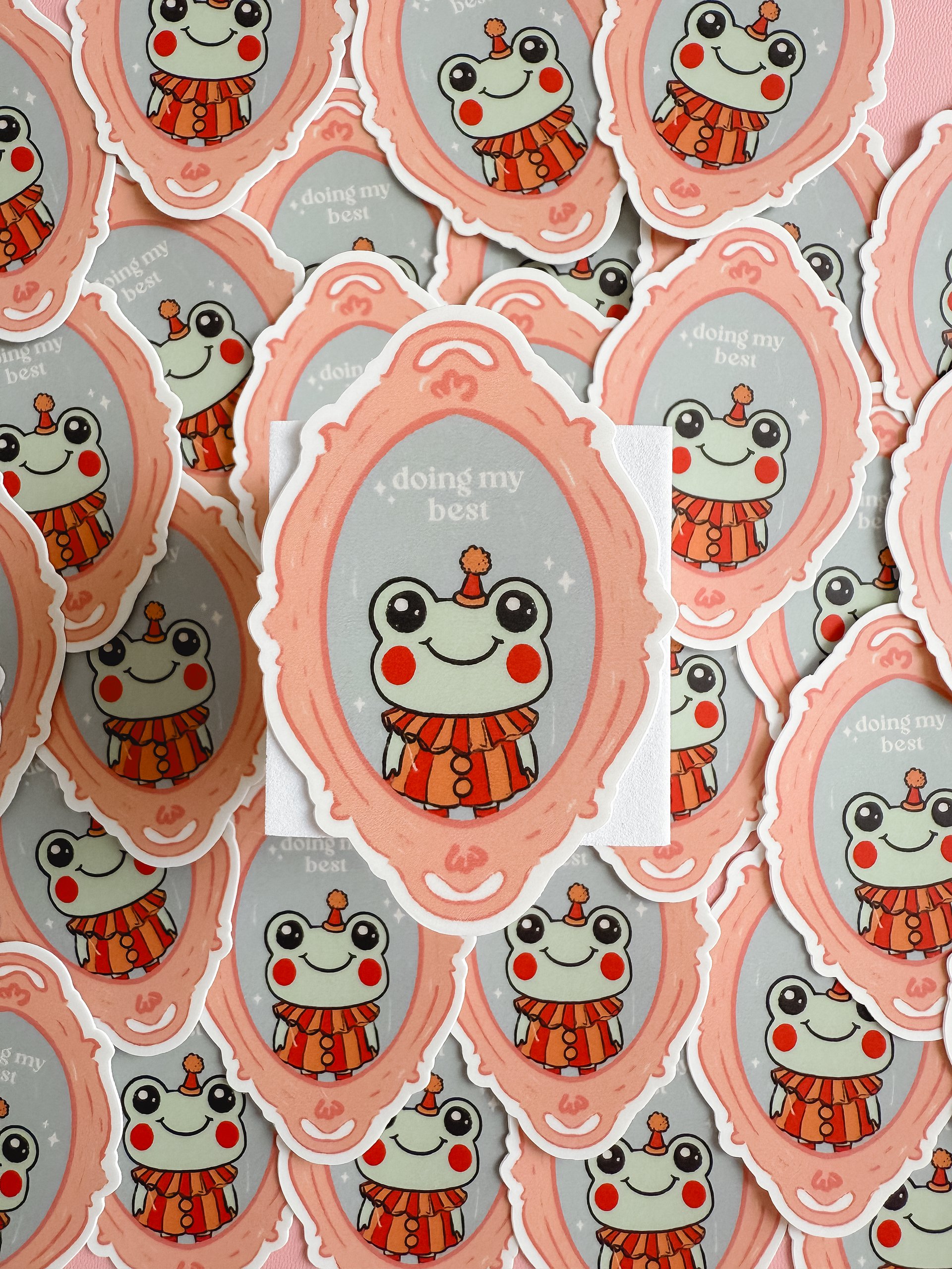 'Doing My Best' Clown Frog Sticker product image (1)