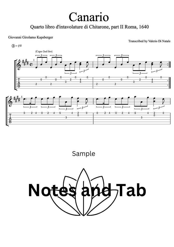Canario by Kapsberger - Guitar score product image (2)