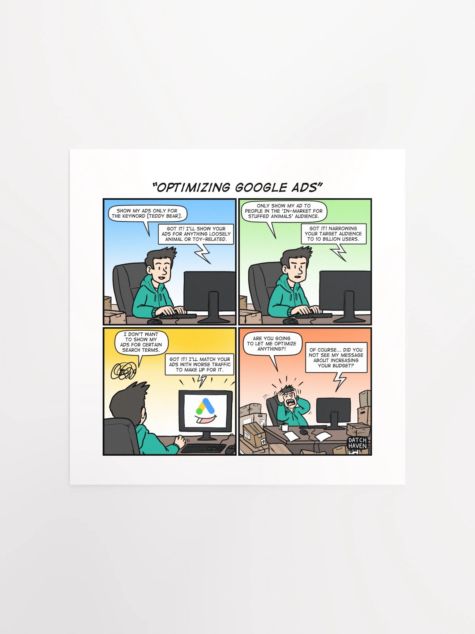 "Optimizing Google Ads" poster (square) product image (2)