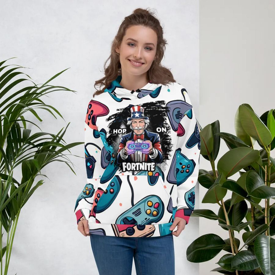 Hop On Fortnite Patriotic Gamer Custom All-Over Hoodie product image (5)