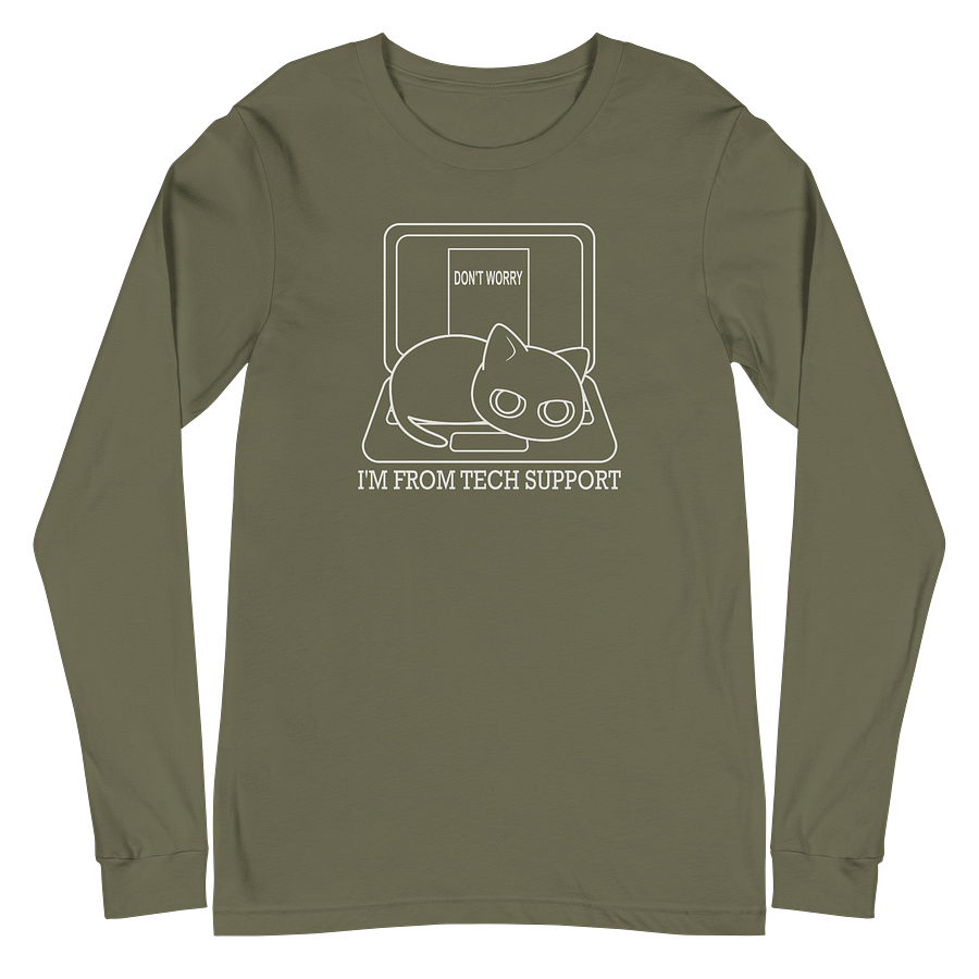 Cat on Laptop Unisex Long Sleeve Tee, White Print product image (2)