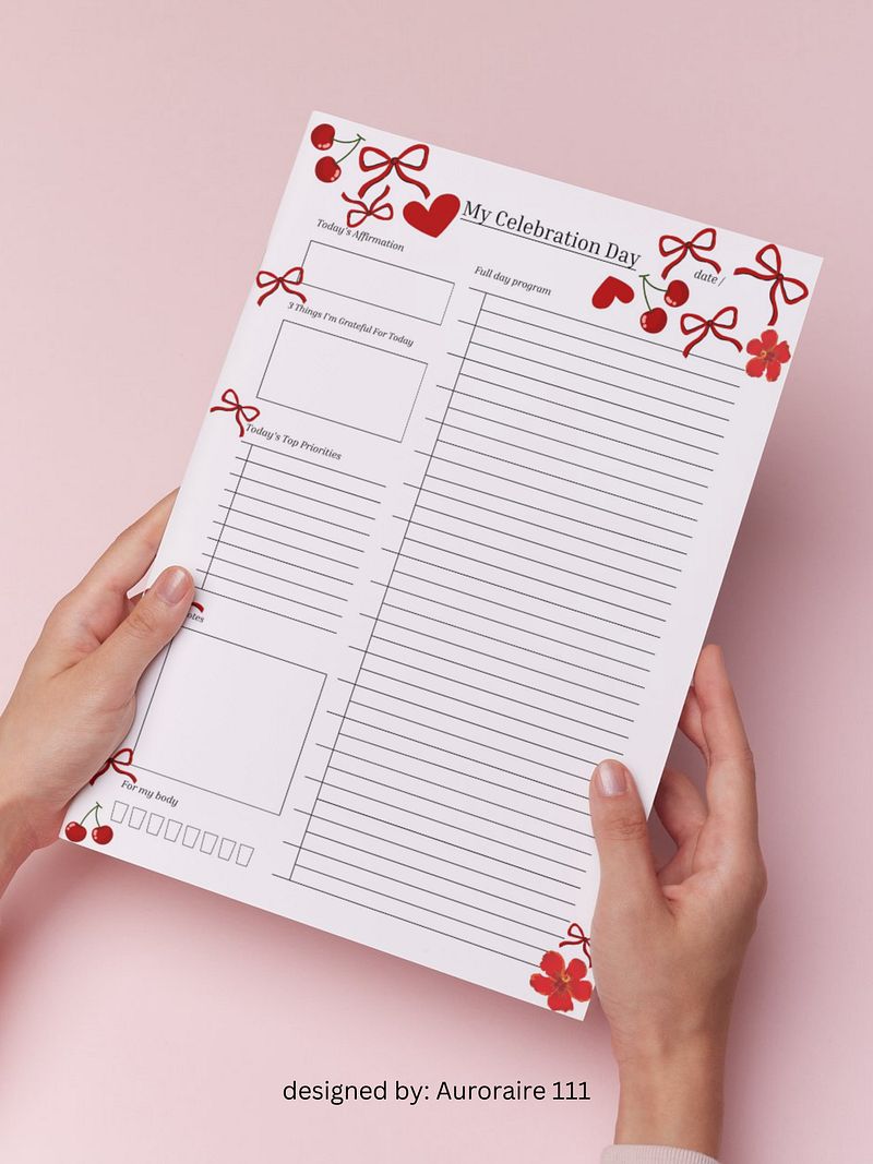 My Celebration Day - Printable Daily Planner | Digital Planner Page Download | Multiple Sizes Included