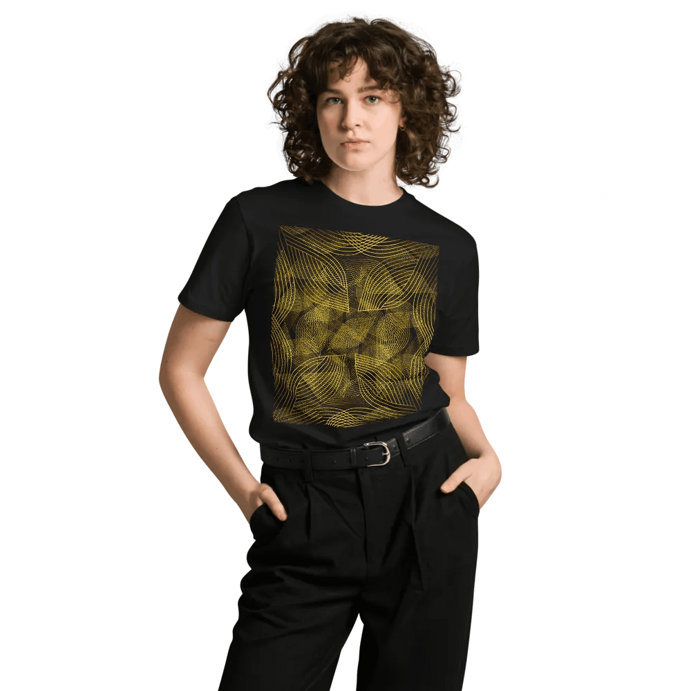 T-Shirt with golden lines and leaf design product image (8)