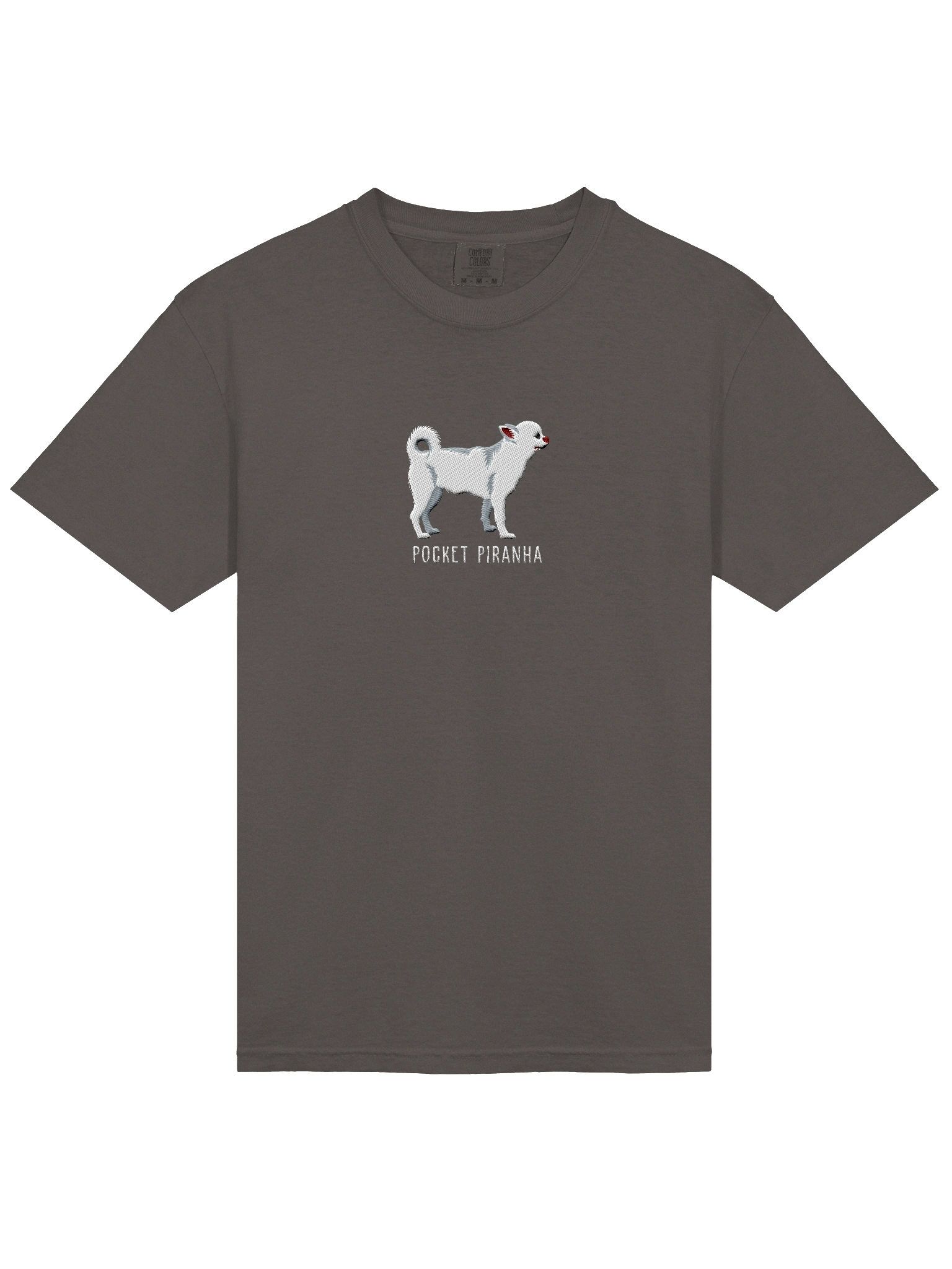 Pocket Piranha T-Shirt(Embroidered) of a Chihuahua(White) product image (17)