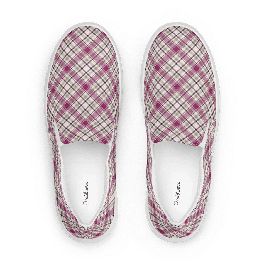 Magenta and Gray Plaid Women's Slip-On Shoes product image (1)